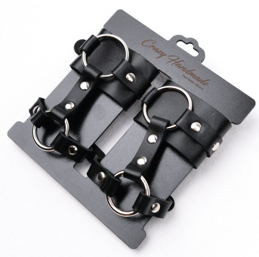 Черные наручники с креплением на кисть руки - Crazy Handmade - купить с доставкой в Волгограде