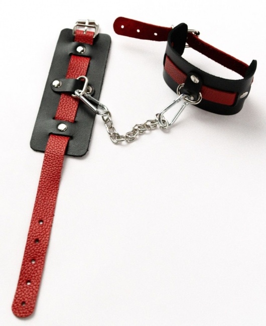 Черные оковы с красным декором и заклепками - Crazy Handmade - купить с доставкой в Волгограде