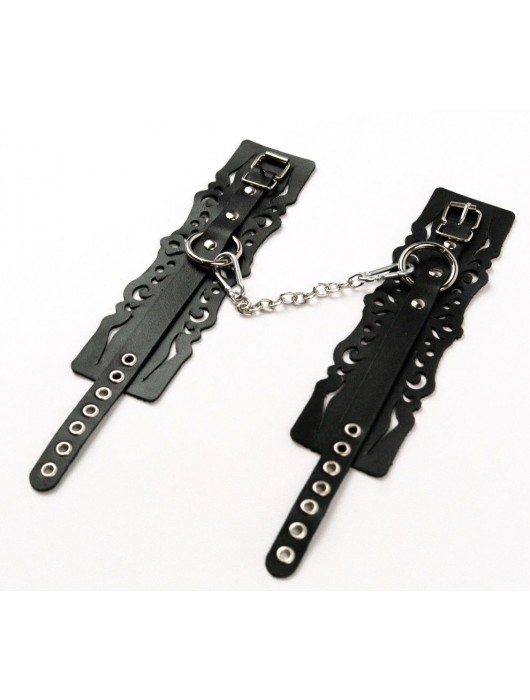 Узорчатые кожаные оковы с регулируемыми ремешками - Crazy Handmade - купить с доставкой в Волгограде