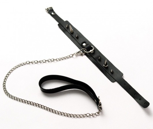 Черный ошейник с шипами и поводком - Crazy Handmade - купить с доставкой в Волгограде