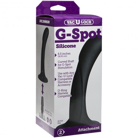 Черная изогнутая насадка Vac-U-Lock G-Spot - 16,5 см. - Doc Johnson - купить с доставкой в Волгограде