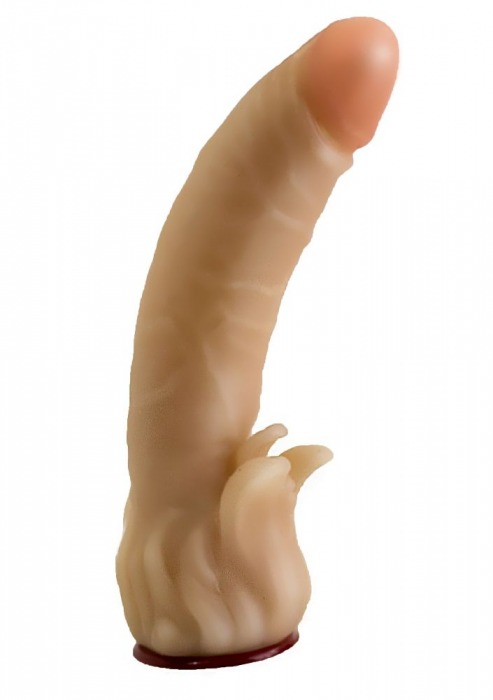 Телесная гелевая насадка-фаллос с клиторальными лепестками - 18,5 см. - LOVETOY (А-Полимер) - купить с доставкой в Волгограде
