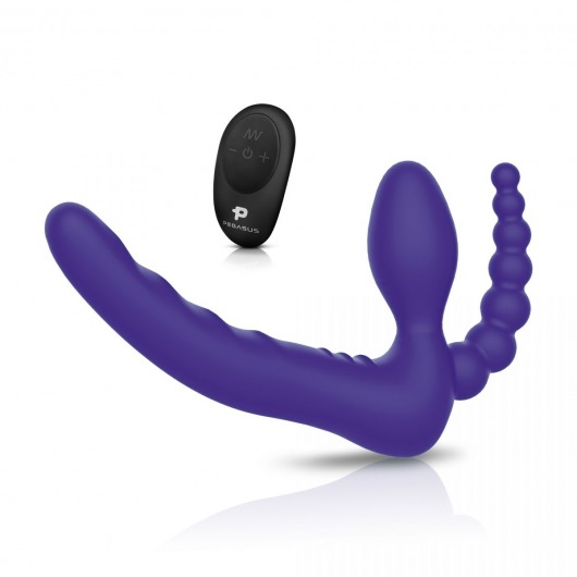 Фиолетовый безремневой страпон с пультом ДУ 7’’ Remote Control Strapless - 24 см. - Pegasus - купить с доставкой в Волгограде