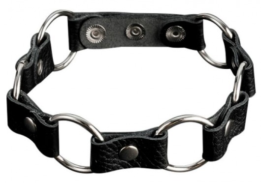 Кожаный черный ошейник с кольцами - Sitabella - купить с доставкой в Волгограде