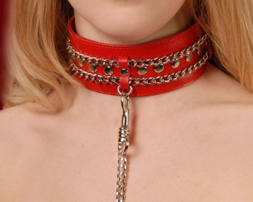 Красный ошейник с цепочками - Sitabella - купить с доставкой в Волгограде
