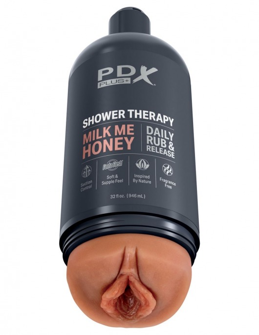Мастурбатор-вагина цвета карамели Shower Therapy Milk Me Honey - Pipedream - в Волгограде купить с доставкой