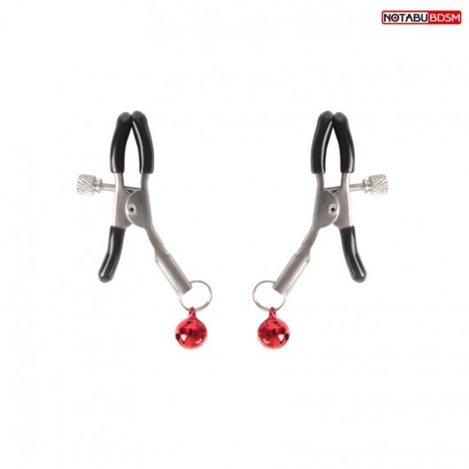 Серебристые зажимы на соски с шариками - Notabu - купить с доставкой в Волгограде