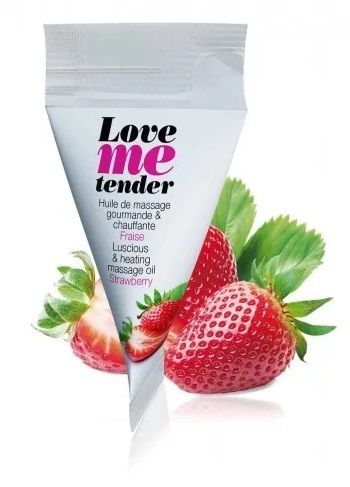Съедобное согревающее массажное масло Love Me Tender Strawberry с ароматом клубники - 10 мл. - Love to Love - купить с доставкой в Волгограде