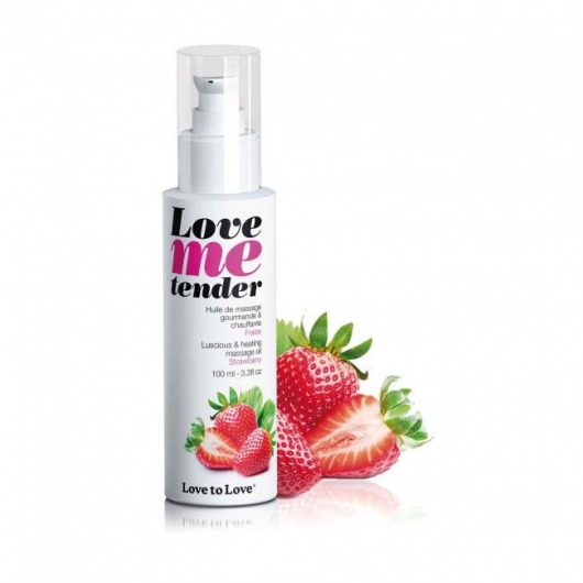 Съедобное согревающее массажное масло Love Me Tender Strawberry с ароматом клубники - 100 мл. - Love to Love - купить с доставкой в Волгограде