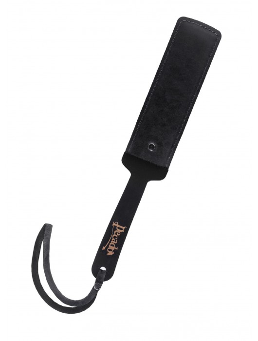 Черный кожаный пэддл - 37 см. - Pecado - купить с доставкой в Волгограде