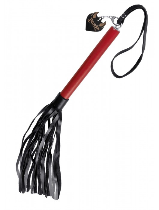 Черно-красная кожаная плеть - 50 см. - Pecado - купить с доставкой в Волгограде