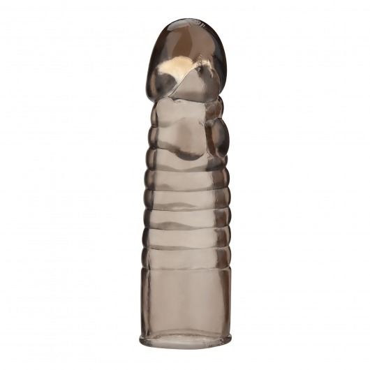 Дымчатая насадка-удлинитель Ribbed Realistic Penis Enhancing Sleeve Extension - 15,2 см. - BlueLine - в Волгограде купить с доставкой