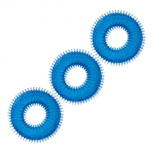 Комплект из трех голубых колец для эрекции 3-Pack Ultra-Stim Stretch Cock Rings - BlueLine - в Волгограде купить с доставкой