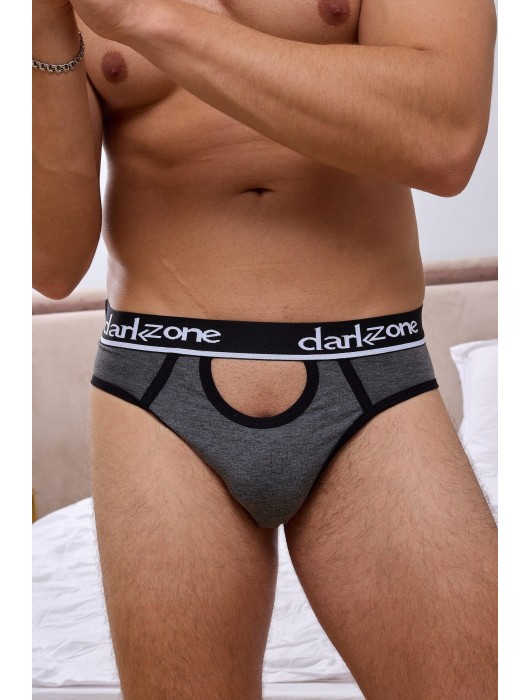 Темно-серые мужские трусы-брифы с вырезом - Darkzone купить с доставкой