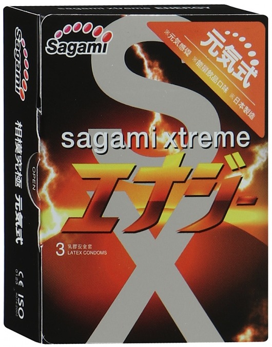 Презервативы Sagami Xtreme ENERGY с ароматом энергетика - 3 шт. - Sagami - купить с доставкой в Волгограде