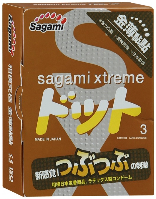 Презервативы Sagami Xtreme FEEL UP с точечной текстурой и линиями прилегания - 3 шт. - Sagami - купить с доставкой в Волгограде