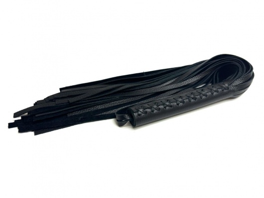 Черная многохвостовая плеть из мягкой кожи - 57 см. - БДСМ Арсенал - купить с доставкой в Волгограде