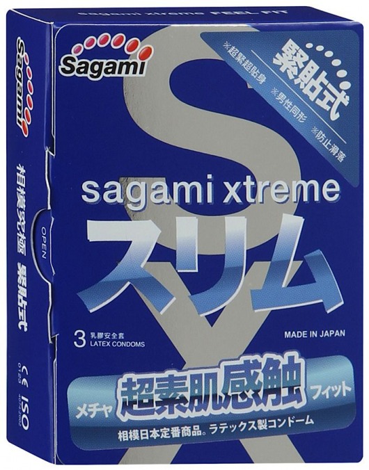 Розовые презервативы Sagami Xtreme FEEL FIT 3D - 3 шт. - Sagami - купить с доставкой в Волгограде
