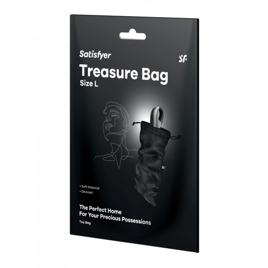 Черный мешочек для хранения игрушек Treasure Bag L - Satisfyer - купить с доставкой в Волгограде