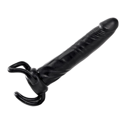 Чёрная насадка-фаллос для двойного проникновения INFLATABLE DILDO SLIM DONG  - 13,5 см. - Toyz4lovers - в Волгограде купить с доставкой