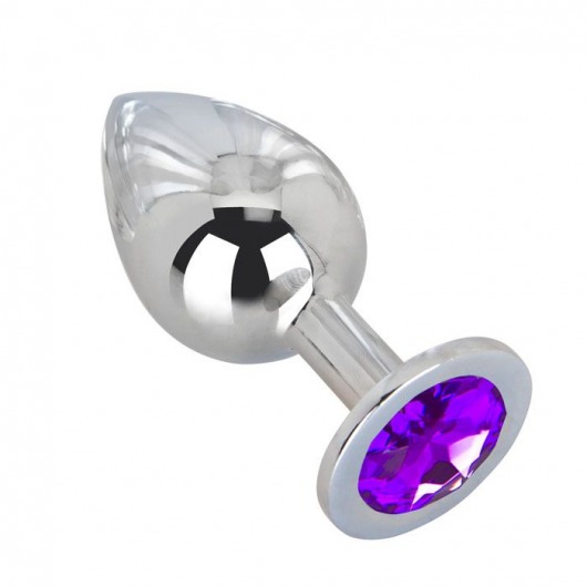 Большой плаг из стали с фиолетовым кристаллом Violet Dream - 9,5 см. - Erotic Fantasy - купить с доставкой в Волгограде