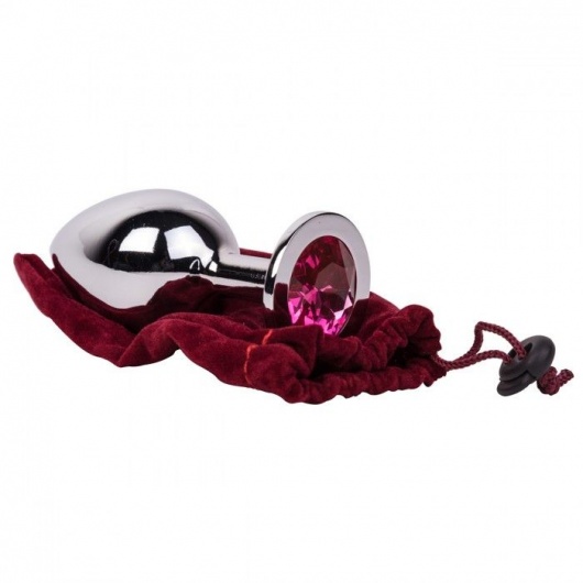 Большой стальной плаг с розовым кристаллом Pink Bubble Gum - 9,5 см. - Erotic Fantasy - купить с доставкой в Волгограде