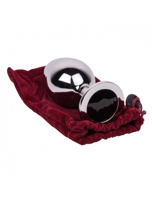 Большой стальной плаг с черным кристаллом Black Rave - 9,5 см. - Erotic Fantasy - купить с доставкой в Волгограде