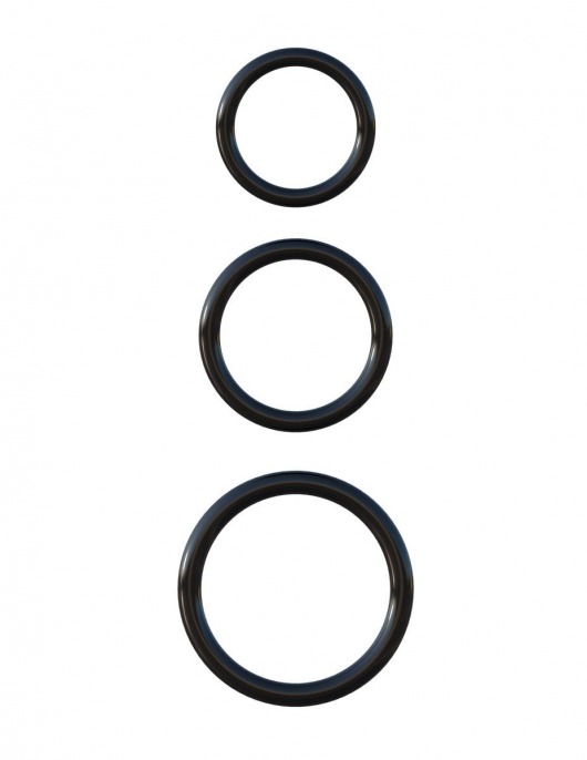 Набор из трех черных эрекционных колец Silicone 3-Ring Stamina Set - Pipedream - в Волгограде купить с доставкой