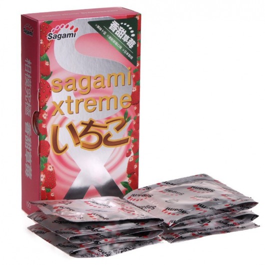 Презервативы Sagami Xtreme Strawberry c ароматом клубники - 10 шт. - Sagami - купить с доставкой в Волгограде