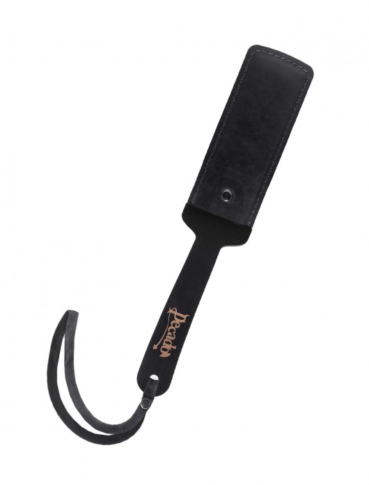 Черный твердый пэддл из натуральной кожи и дерева - 33 см. - Pecado - купить с доставкой в Волгограде