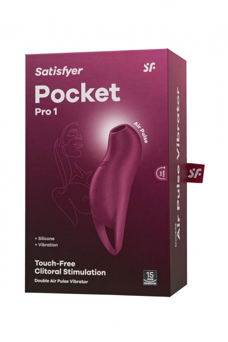 Малиновый вакуум-волновой стимулятор клитора с вибрацией Pocket Pro 1 - Satisfyer
