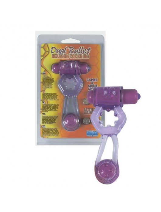 Фиолетовое эрекционное кольцо с вибропулей и стимулирующим хвостиком - Seven Creations - в Волгограде купить с доставкой