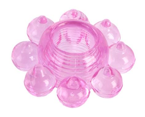 Розовое гелевое эрекционное кольцо-цветок - Toyfa Basic - в Волгограде купить с доставкой