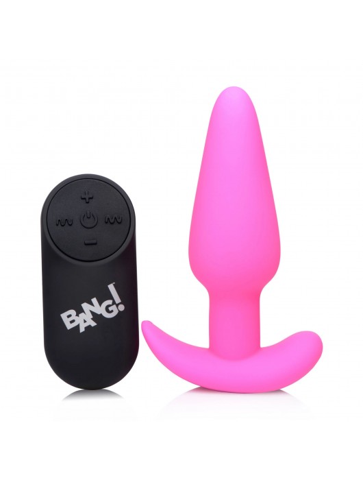 Розовая анальная вибропробка с пультом ДУ 21X Remote Control Vibrating Silicone Butt Plug - 10,4 см. - XR Brands