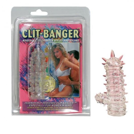Прозрачная насадка с шипами и клиторальной шишечкой CLIT-BANGER SLEEVE IN CLEAR - Tonga - в Волгограде купить с доставкой