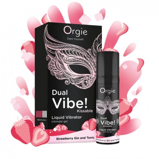 Съедобный жидкий вибратор Dual Vibe! со вкусом клубничного джина с тоником - 15 мл. - ORGIE - купить с доставкой в Волгограде