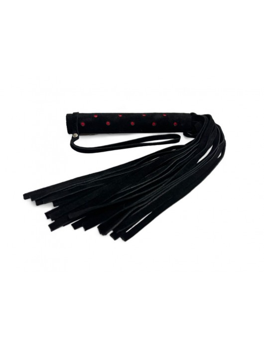 Черная замшевая плеть с красными точками на рукояти Red dot Princess - 43 см. - БДСМ Арсенал - купить с доставкой в Волгограде