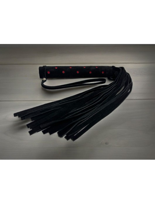 Черная замшевая плеть с красными точками на рукояти Red dot Princess - 43 см. - БДСМ Арсенал - купить с доставкой в Волгограде