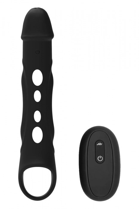 Черная насадка-удлинитель Vibrating Extender With Remote с вибрацией - Dream Toys - в Волгограде купить с доставкой