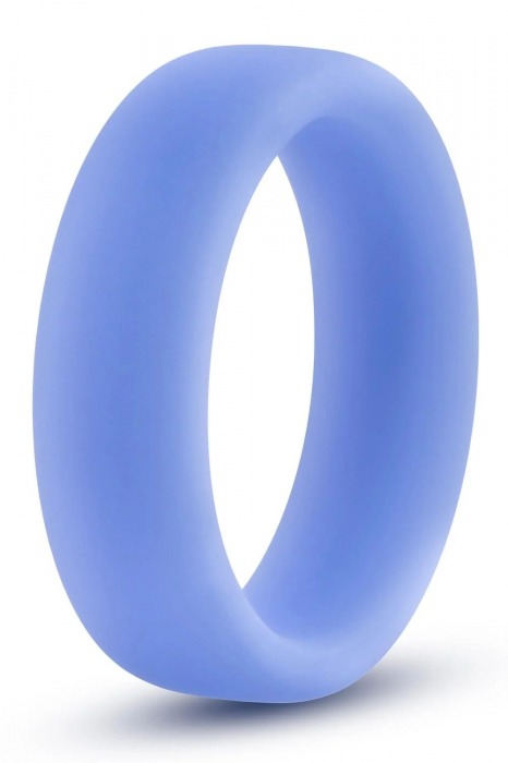 Голубое люминесцентное кольцо Silicone Glo Cock Ring - Blush Novelties - в Волгограде купить с доставкой