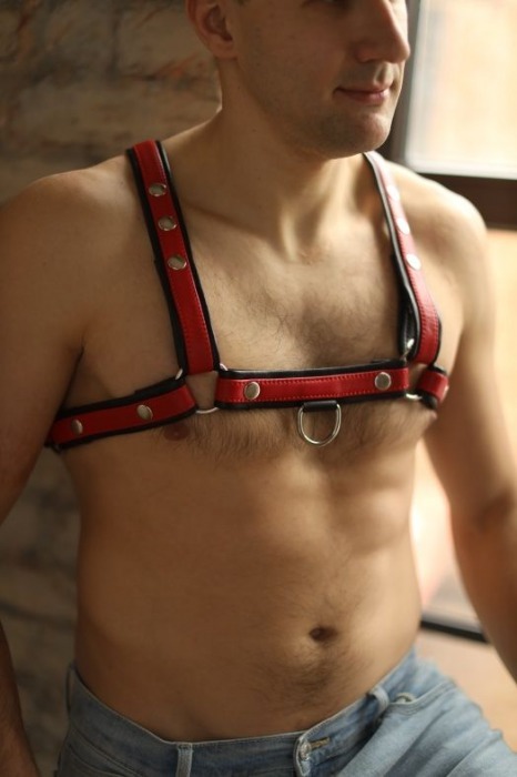 Черно-красная мужская портупея Black-Red - БДСМ Арсенал - купить с доставкой в Волгограде