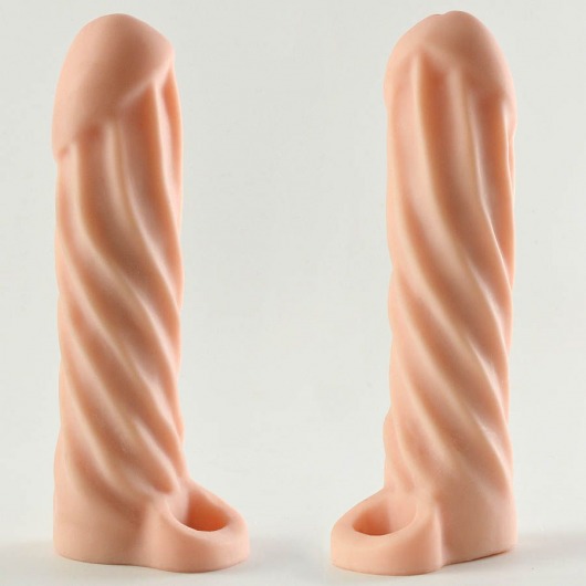 Телесная насадка-удлинитель Okoto со спиралевидным рельефом - 16 см. - Sitabella - в Волгограде купить с доставкой