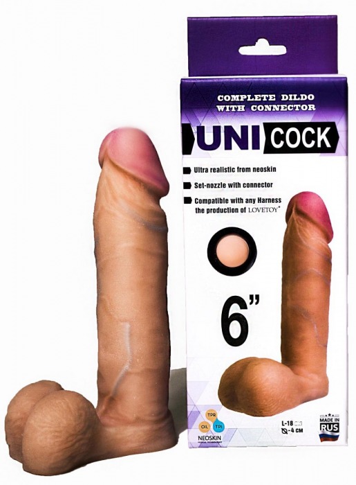 Насадка для страпона фаллической формы UNICOCK 6  - 18 см. - LOVETOY (А-Полимер) - купить с доставкой в Волгограде