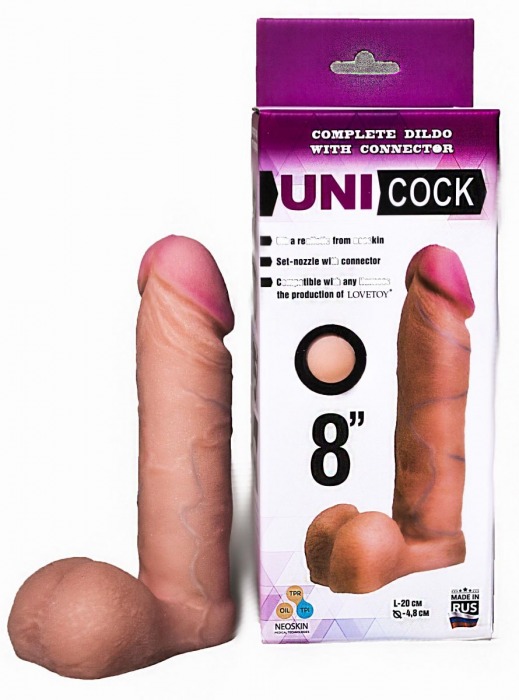 Фаллическая насадка для страпона UNICOCK 8  - 20 см. - LOVETOY (А-Полимер) - купить с доставкой в Волгограде