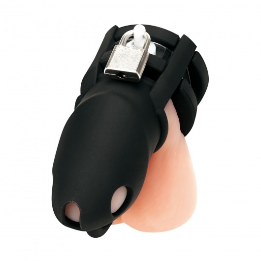 Черная клетка для пениса Silicone Small 2 in Cock Cage With Ball Divider - BlueLine - купить с доставкой в Волгограде