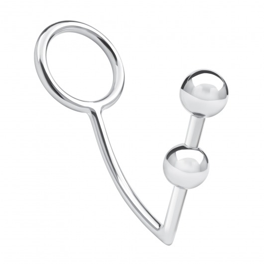Кольцо на пенис с анальным стимулятором Two Bead Stainless Steel Anal Hook   Cock Ring - BlueLine - в Волгограде купить с доставкой