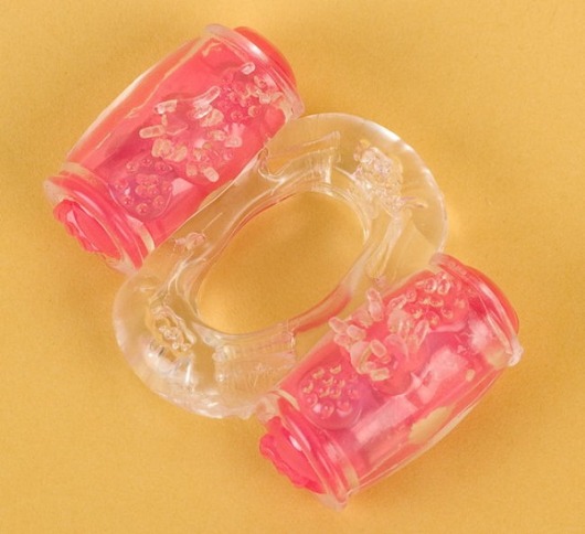 Прозрачное виброкольцо с двумя вибропульками - Toyfa Basic - в Волгограде купить с доставкой