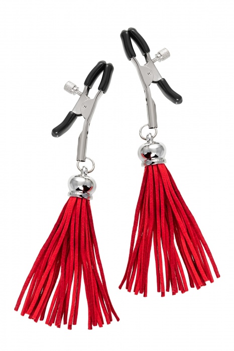 Зажимы на соски «Прищепки» с красными кисточками из замши - Pecado - купить с доставкой в Волгограде