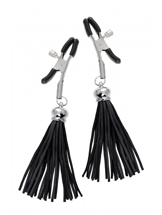 Зажимы на соски «Прищепки» с черными кисточками из замши - Pecado - купить с доставкой в Волгограде