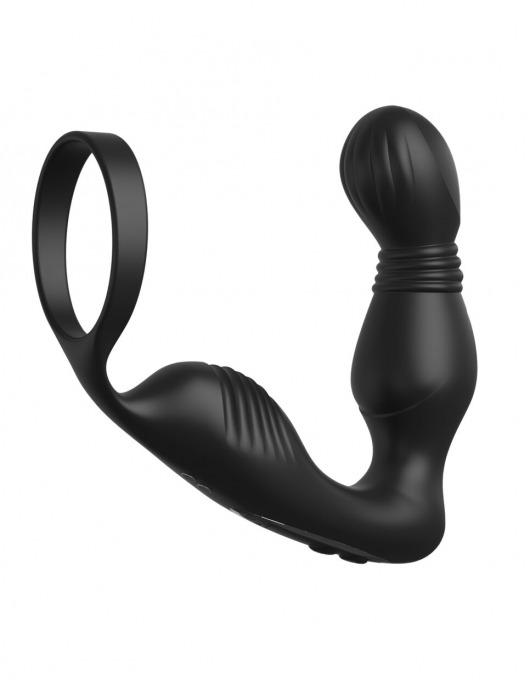 Черный вибростимулятор простаты с эрекционным кольцом Ass-Gasm Pro P-Spot Milker - Pipedream - в Волгограде купить с доставкой